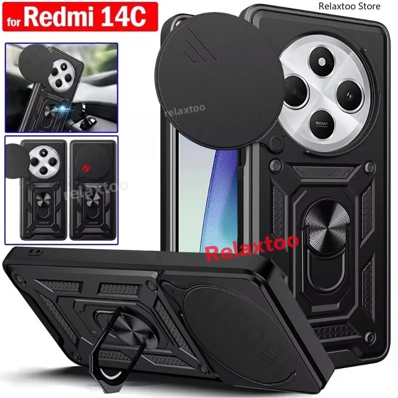 ปลอกสําหรับ Xiaomi Redmi 14C 13C 14 C 13 C Redmi14C Redmi13C 5G 4G กันกระแทกเคสโทรศัพท์เกราะแหวนวงเล็บ Stent เลนส์ด้านหลังความเป็นส่วนตัวป้องกันผู้ถือกลับปลอกฝาครอบ