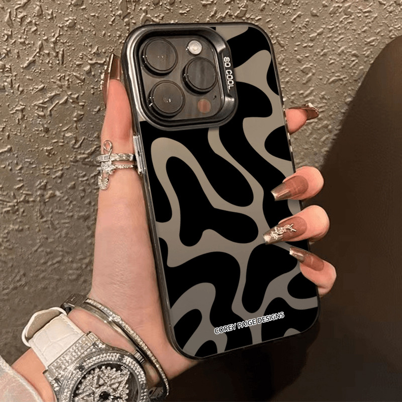 เคสโทรศัพท์แอปเปิ้ล ทนต่อสิ่งสกปรก 11 12 13 14 15 Pro Max XS X XR 7 8 14Plus ป้องกันการชนกันรูปแบบสีดำ
