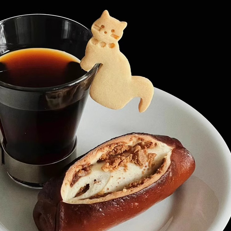 น่ารักแขวนถ้วยแมวการ์ตูนบิสกิตแม่พิมพ์คุกกี้เนยกาแฟน้ำชายามบ่ายเค้ก DIY ตกแต่งแม่พิมพ์อบ