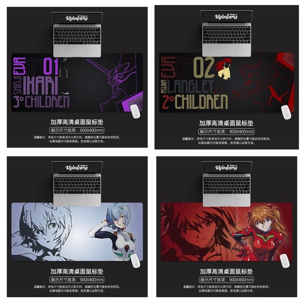 อะนิเมะแผ่นรองเมาส์ Neon Genesis Evangelion Ayanami Rei Soryu Asuka Langley แป้นพิมพ์คอมพิวเตอร์ขนาดใหญ่แผ่นรองโต๊ะสําหรับผู้ใหญ่นักเรียนเขียนตารางเสื่อยางหลาย Siz
