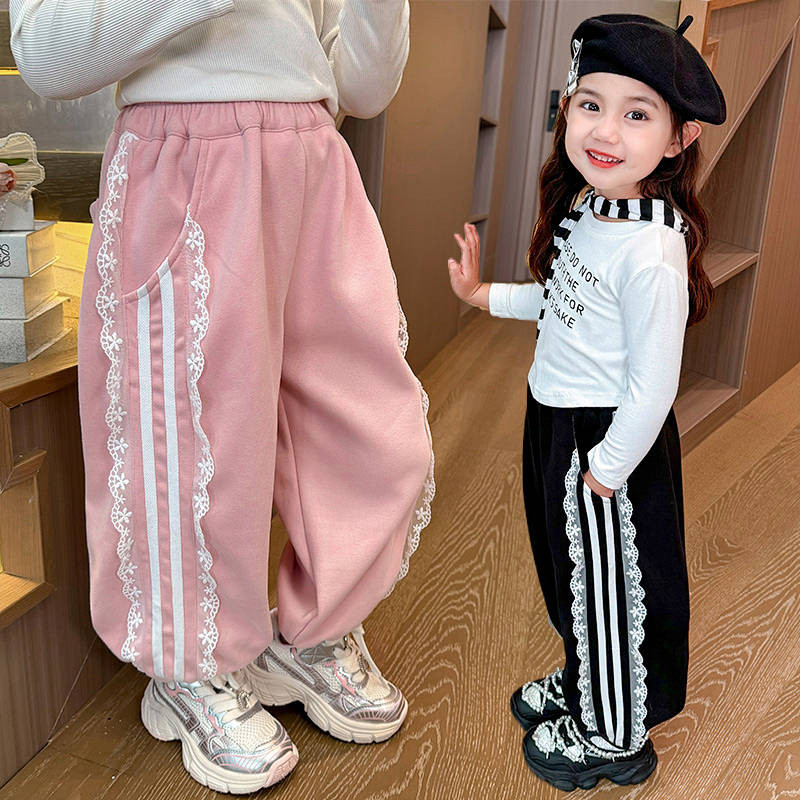 Little Girl Casual Pants New Loose Children's Western Style 2024 Pants Trousers Versatile Girls' Sweatpants Sports Pants HSDb