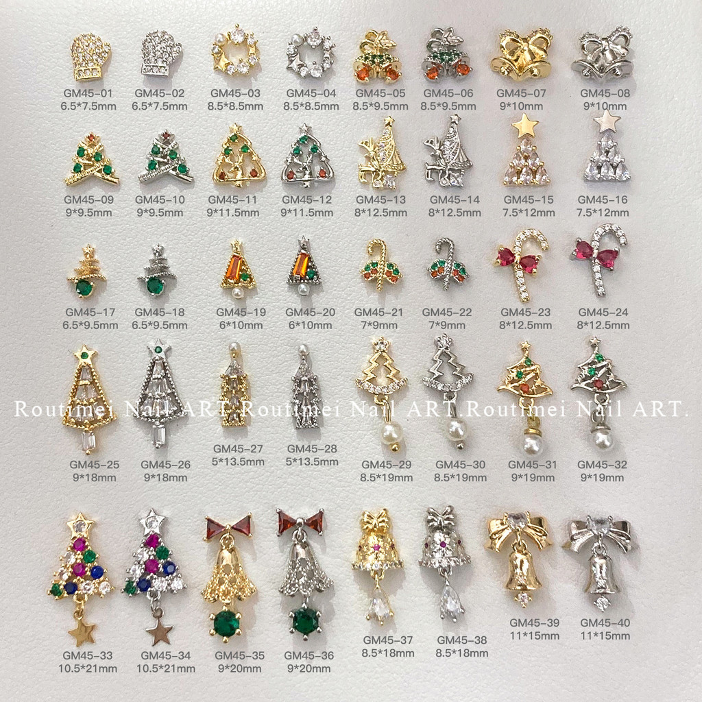 1 ชิ้นชุดอุปกรณ์แต่งเล็บสไตล์ใหม่เพทายสไตล์พรีเมี่ยมชุดคริสต์มาสต้นคริสต์มาสใหม่สไตล์ขายดีสุดกระพริบเล็บสามมิติขนาดเล็กอร
