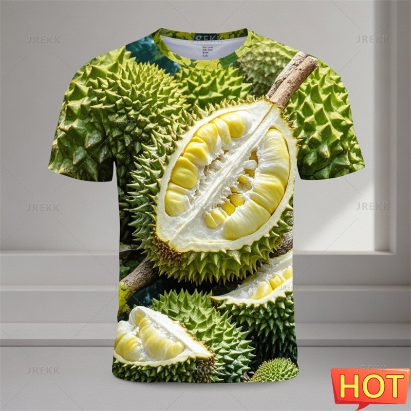 ฤดูร้อน 3D ประเทศไทยทุเรียนผลไม้พิมพ์ T เสื้อ Tropical ทุเรียนผลไม้กราฟิกแขนสั้นเด็กตลก Tee เสื้อ Tops เสื้อผ้า