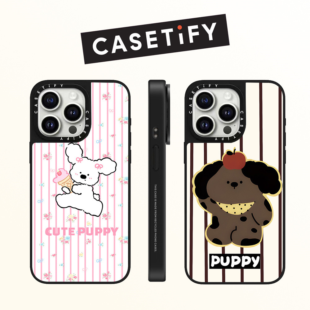 Drop proof CASETIFY เคสโทรศัพท์สําหรับ iPhone 16promax 16pro plus 15Pro 15promax 14promax 13 13promax พิมพ์ด้านข้างเคสแข็ง Line Dog 12promax เคส iPhone11 แกะสลักคุณภาพสูง