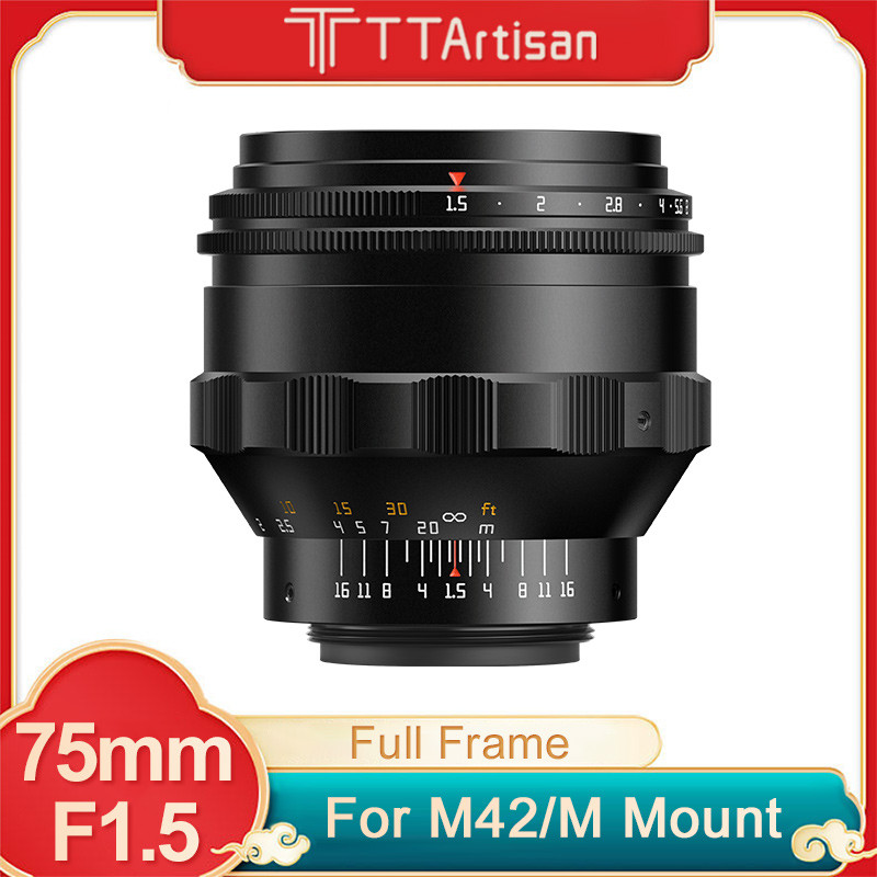 Ttartisan 75mm F1.5 M42 เลนส์กล้องฟูลเฟรม Swirly Bokeh เลนส์โฟกัสแบบแมนนวลรองรับแหวนอะแดปเตอร์สําหรับ Fuji Sony Canon Leica กล้อง