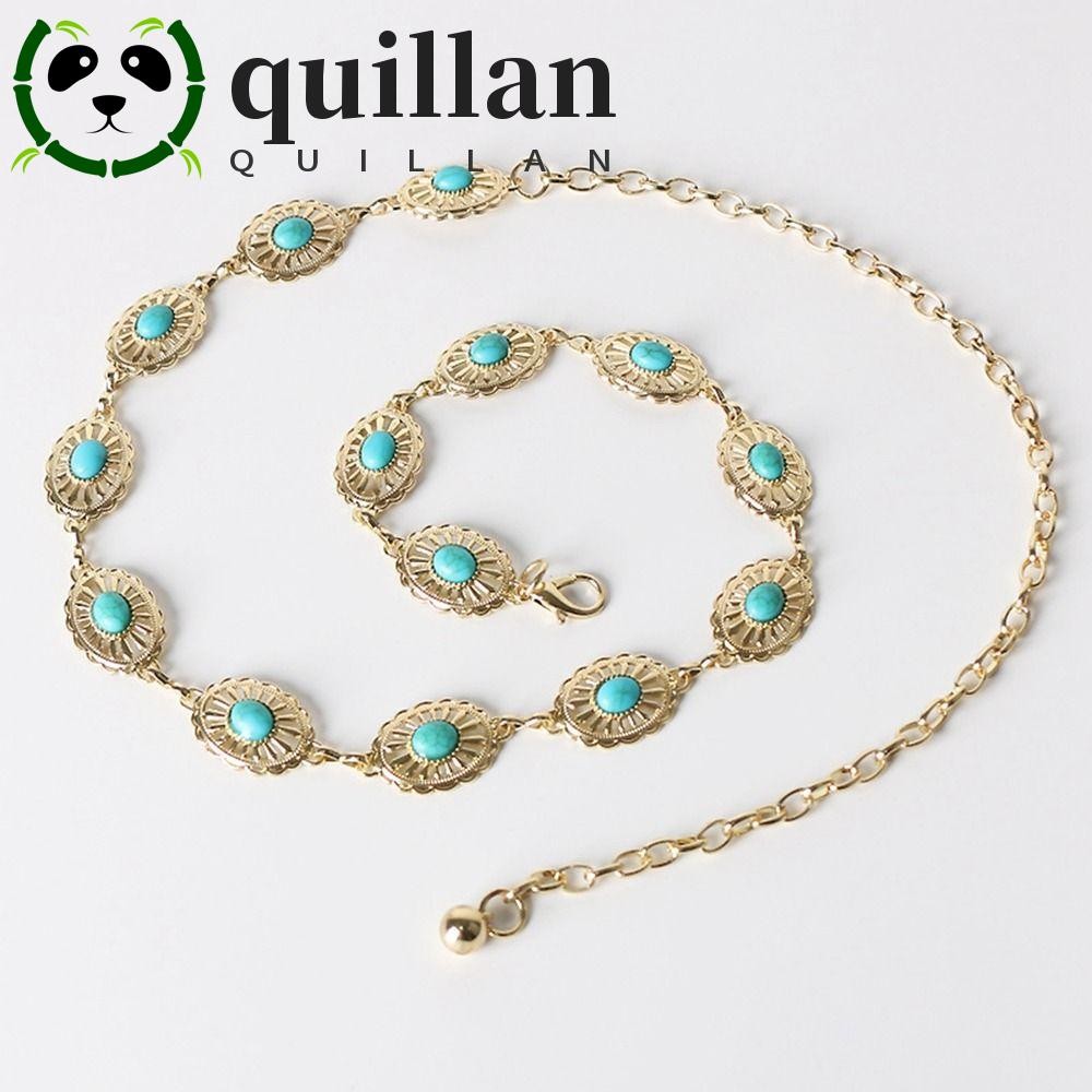 Quillan เข็มขัดโซ่โลหะ สไตล์โบฮีเมียนวินเทจ เข้ากับทุกการแต่งกาย สําหรับผู้หญิง Y2K