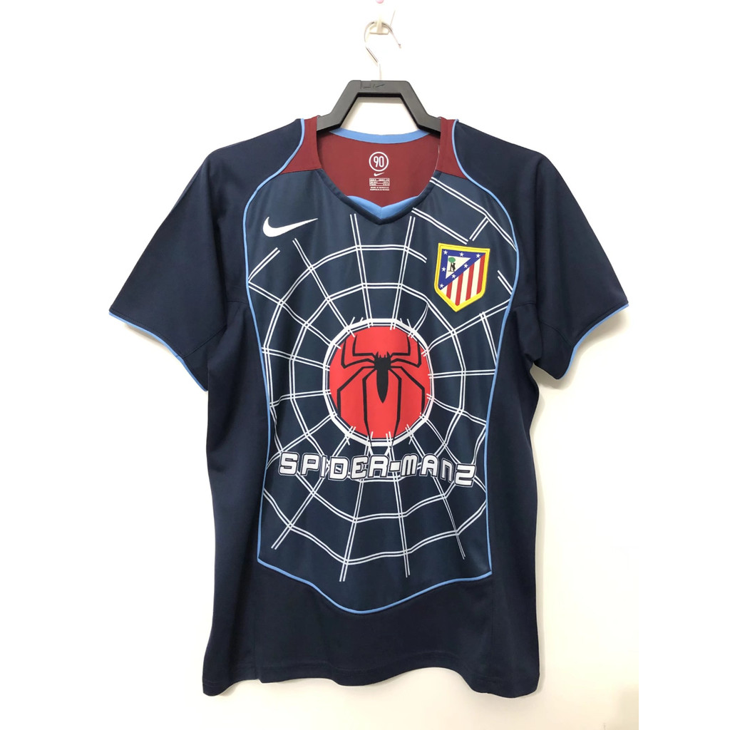 04-05 Atletico Madrid away เสื้อยืดแขนสั้นกีฬาฟุตบอลย้อนยุค