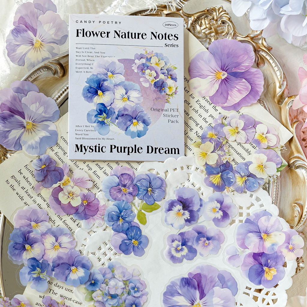 Journamm 20pcs สติกเกอร์ดอกไม้ Nature Series DIY Scrapbooking Collage อุปกรณ์ Creative Decor เครื่องเขียน Junk Journal สติกเกอร์