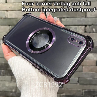 กันกระแทกเคสสําหรับ Iphone X XS XR XS MAX เคสโทรศัพท์ TPU แว่นขยายแม่เหล็กล่าสุดโปร่งใส premium Soft Case