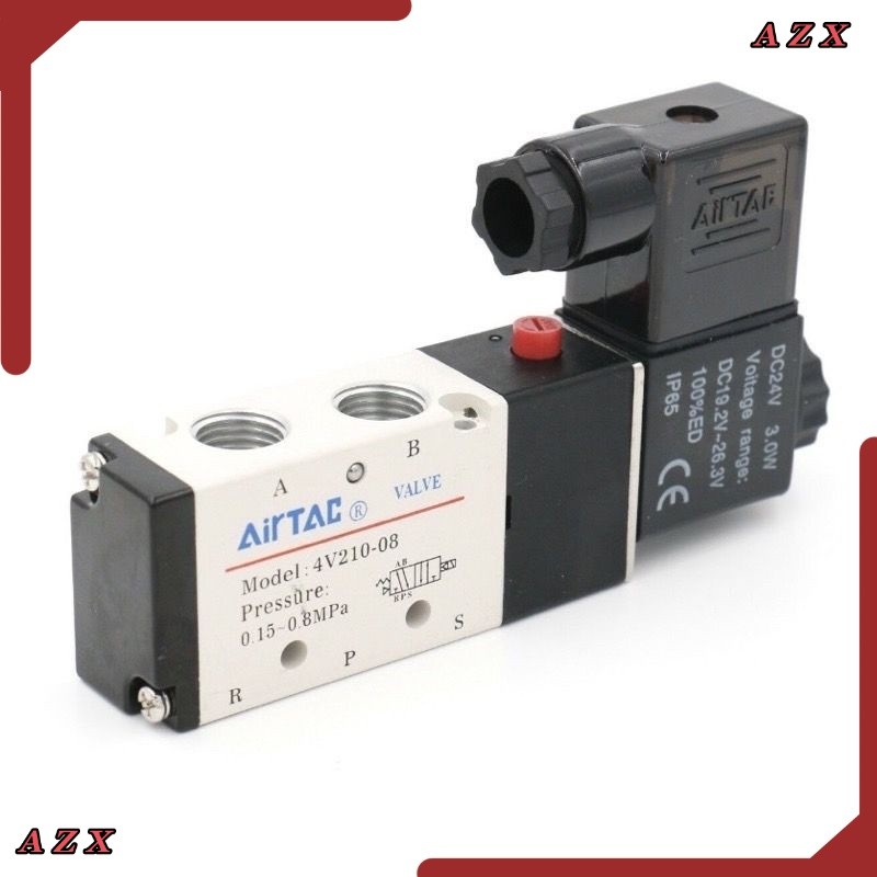 ￼วาล์วควบคุมอากาศไฟฟ้า 5 Way 2 Position 4V210-08 1 / 8 " 1 / 4 " Port Size Dc12V , 24V . Ac110V , 220 V , Pneumatic
