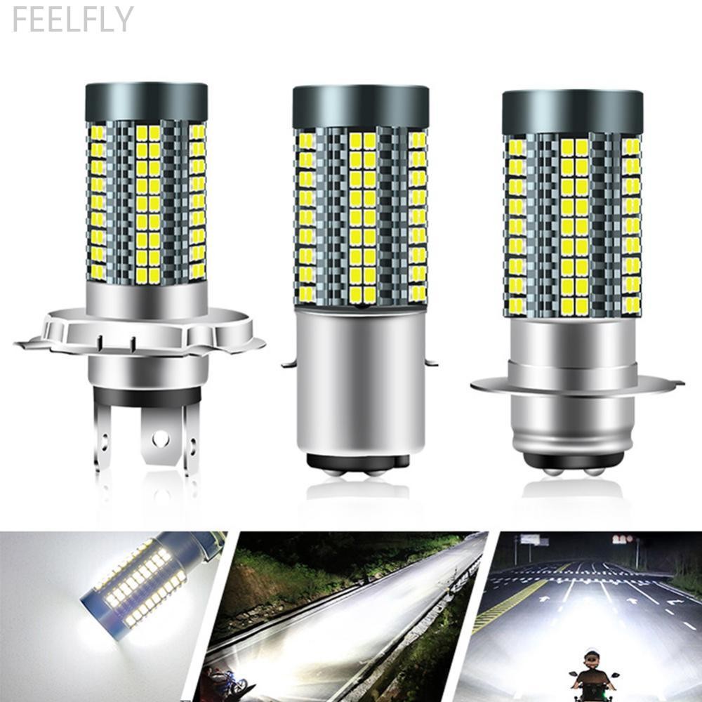 Feelfly H4/H6/BA20D/P15D 12V-24V 6000K LED หลอดไฟรถจักรยานยนต์ไฟหน้า 126smd ชิปโคมไฟไฟหน้ารถหลอดไฟ H