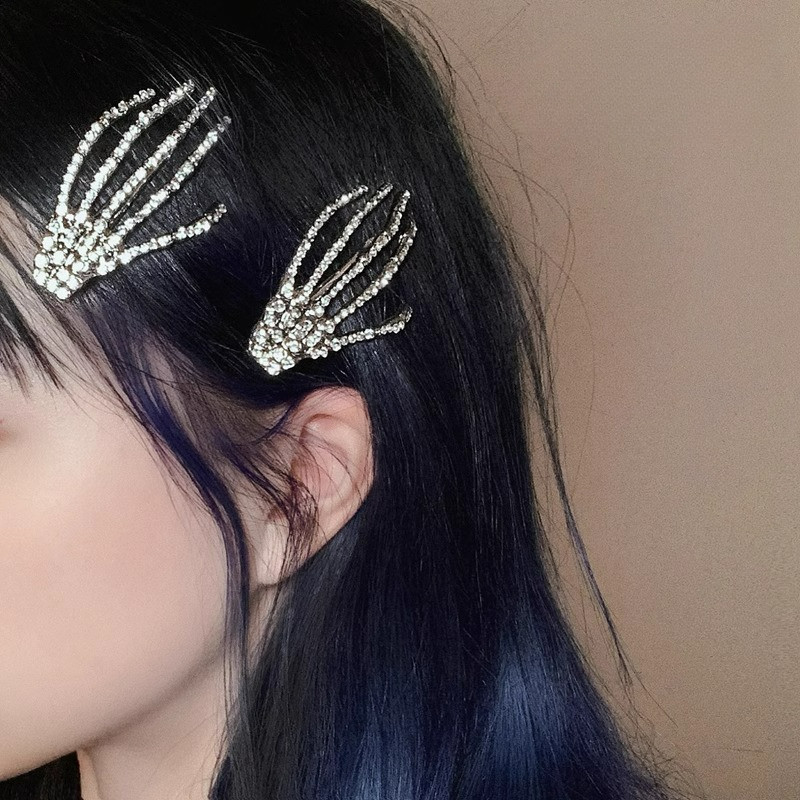 Bling INS โลหะ Shine Silver Claw Hairpin คลิปผ้าโพกศีรษะเครื่องประดับผม