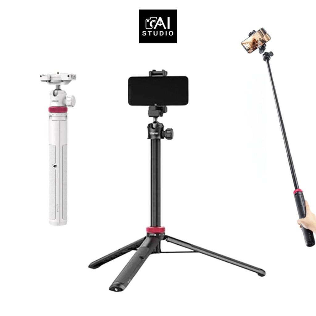 Ulanzi MT-44 Vlog Tripod Monopod ขาตั้งโทรศัพท์ ไม้เซลฟี่ ไม้ถ่ายวิดีโอ มาพร้อมหัวจับมือถือ