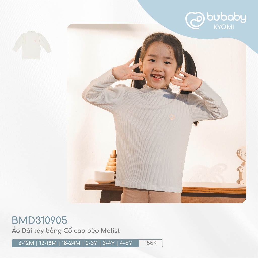 บูเบบี้ BMD310905 Molist A12 เสื้อเชิ้ตแขนยาวคอปกสูง|ขาวขาว