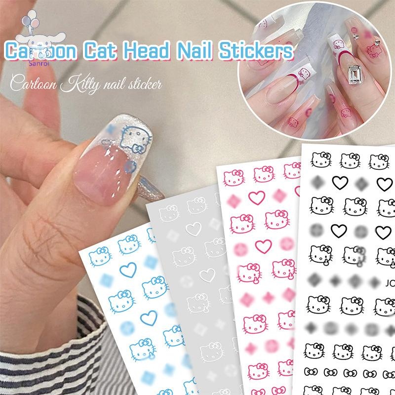 [San] Kawaii Hello Kitty สติ๊กเกอร์ติดเล็บอะนิเมะ Sanrio KT แมวตกแต่งเล็บ DIY สติ๊กเกอร์ติดเล็บ POP