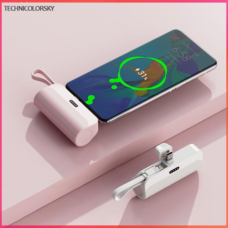 Technicolorsky Capsule ชาร์จสมบัติ 5000 MA Mini ขนาดกะทัดรัดแบบพกพาที่ใช้ร่วมกันมือถือ TSY