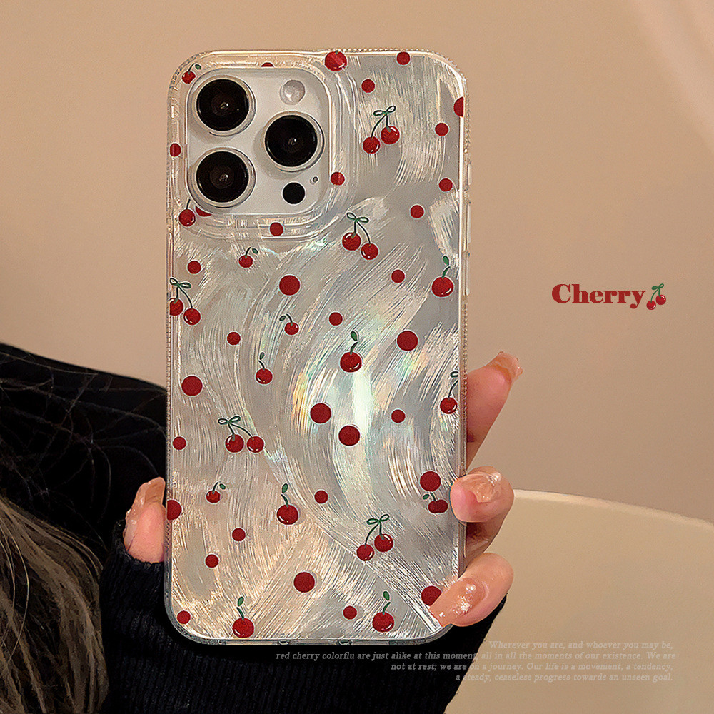 Huiwanju ฤดูร้อนสดสาวขนนกเชอร์รี่สําหรับ 11 Apple 16ProMax เคสโทรศัพท์มือถือ iPhone13 รวมทุกอย่าง 15 ใหม่ 12pro ป้องกันการตก 14promax เคสป้องกัน 11