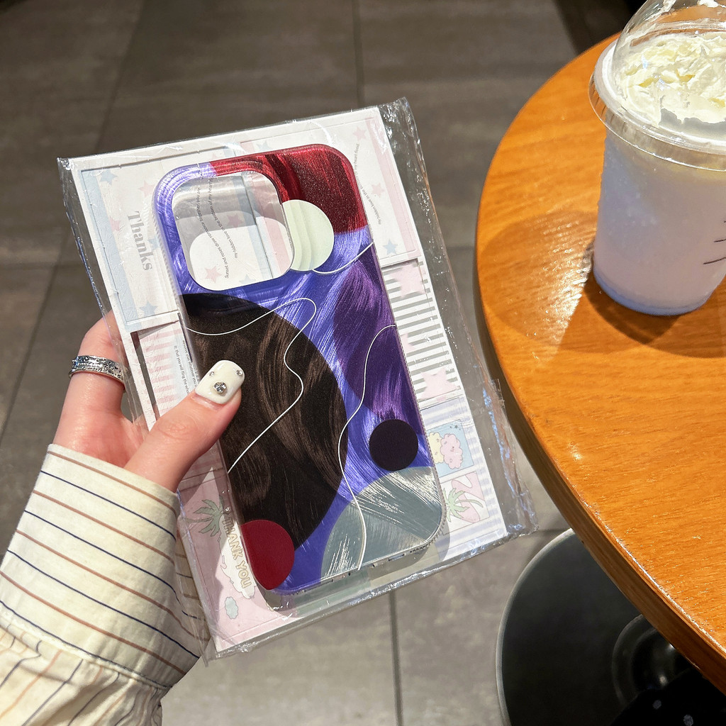 Ins Line Polka Dot Gradient รูปแบบสีแดง Feather เส้นด้าย Anti-Fall เคสโทรศัพท์สําหรับ iPhone 16 Promax 15 Promax 12 13 Mini 14plus 11 Pro Max X XS XR XS Max 7 8 plus Se2020