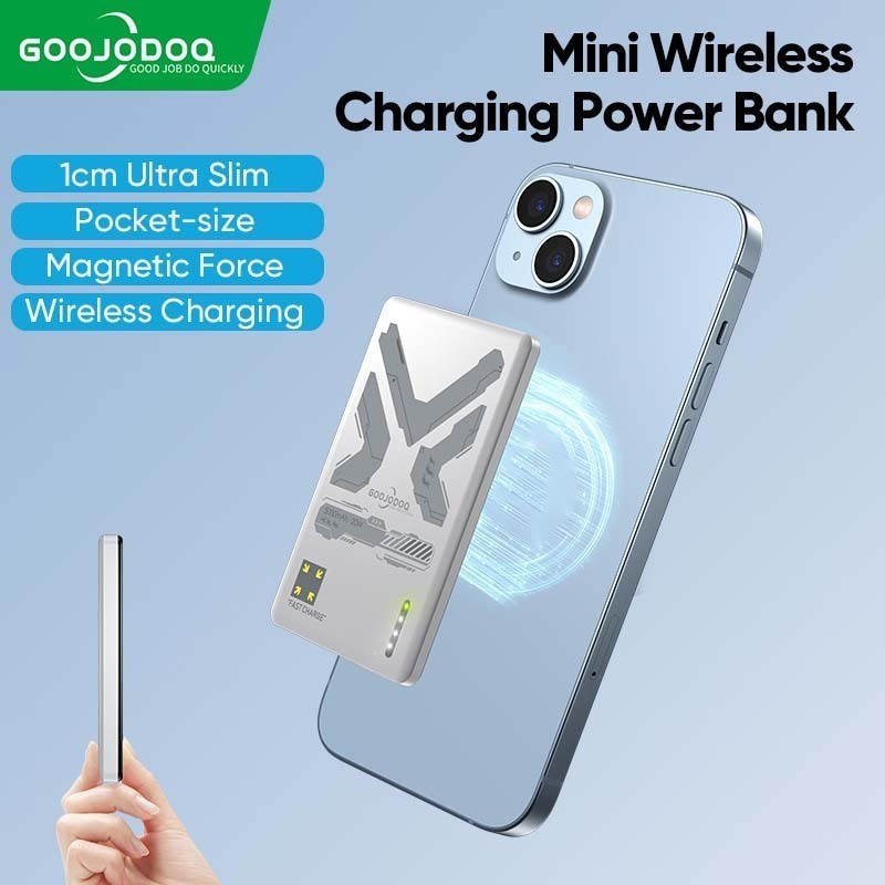 GOOJODOQ แบบพกพาสะดวกแม่เหล็กชาร์จไร้สายชาร์จ Power Bank สําหรับ Samsung Huawei Xiaomi