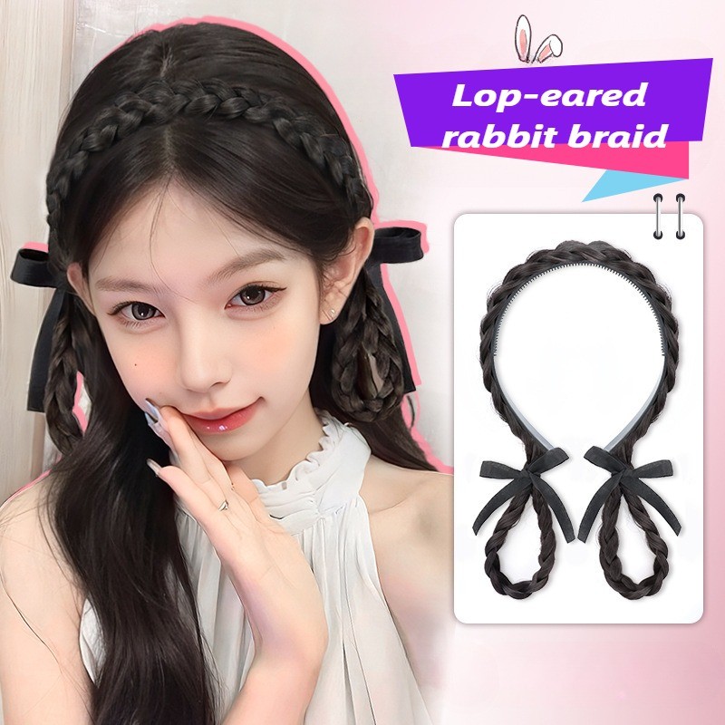 แฟชั่นวิกผมหัวบอลจําลองผม Hairband โบว์ริบบิ้นแถบคาดศีรษะวิกผมอุปกรณ์เสริมสําหรับผู้หญิงs