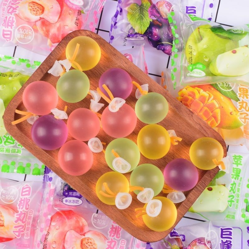 Poppy Jelly Balloon Jelly Balls Influencer Snacks องุ่นเคียวโฮ หลากหลายรสชาติ เยลลี่ผลไม้ ไวท์ พีช/ล