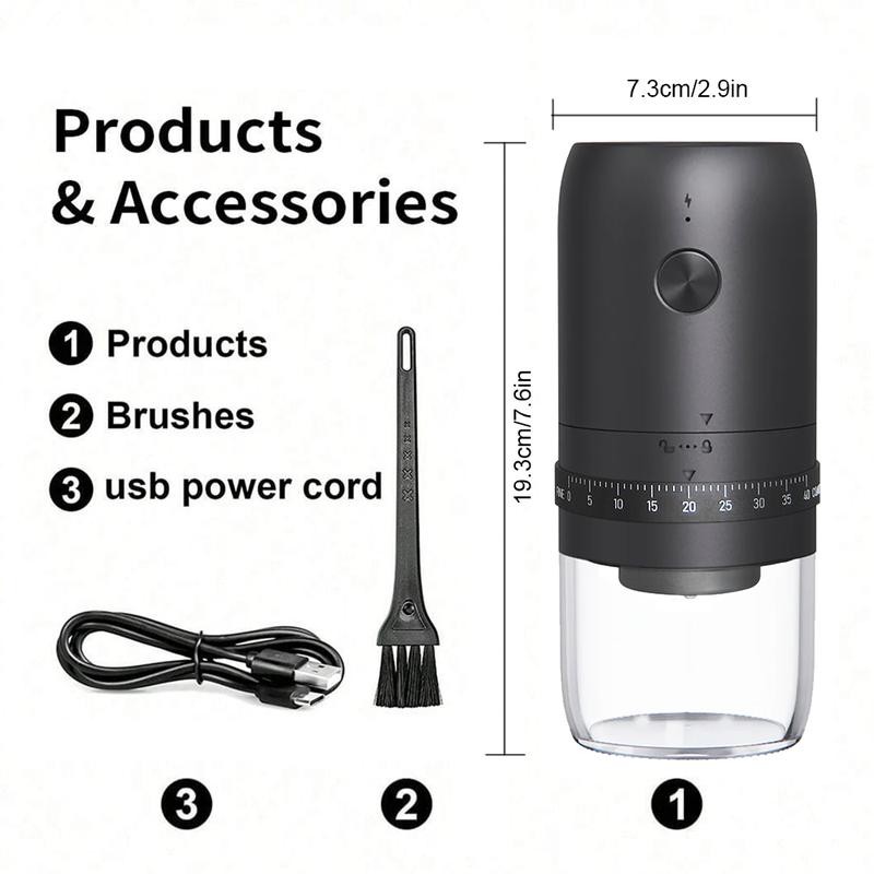 เครื่องบดกาแฟไฟฟ้า มาใหม่ มืออาชีพ ปรับภายนอกได้ เครื่องบดถั่ว แบบพกพา Electric coffee grinder 1800mAh ชาร์จUSB Type-C รูปที่ 6