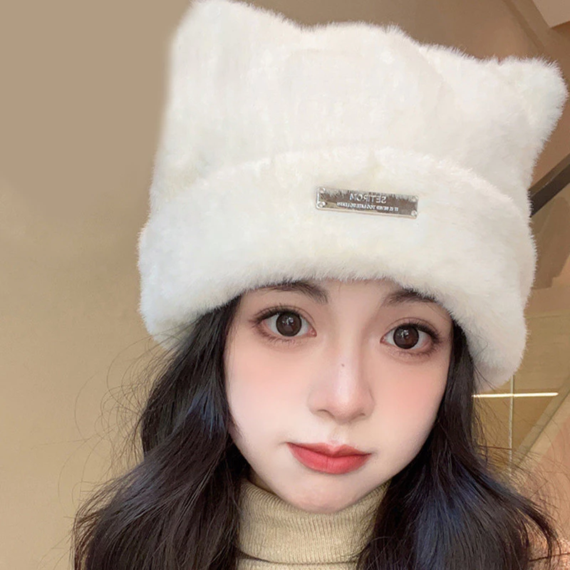 หมวกถักหูแมว ผ้าขนสัตว์เทียม แฟชั่นเกาหลี thumbnail 3