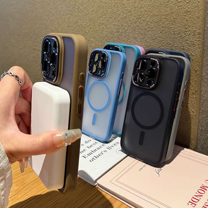 Luxury Lycra Skin feel Matte Magnetic case Desert Gold สําหรับ iPhone 16 15 14 13 12 Pro Max 14Plus 15Plus 16Plus 16 Pro ขั้นสูง Anti Shock Hard ฝาหลังป้องกัน Cove - รูปที่ 2