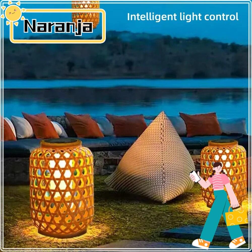 Naranja โคมไฟระย้าภูมิทัศน์ทอ, แสงอบอุ่นกันน้ําโคมไฟหวายเทียม, บรรยากาศ LED 800 MAH ไฟตกแต่งบ้านกลางแจ้ง