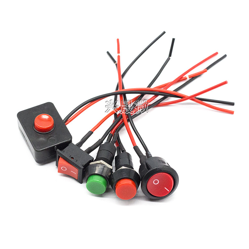 สวิตช์ปุ่มรถยนต์ดัดแปลง 12V 24V สวิตช์แตร สวิตช์ไฟ พร้อมสายเคเบิล