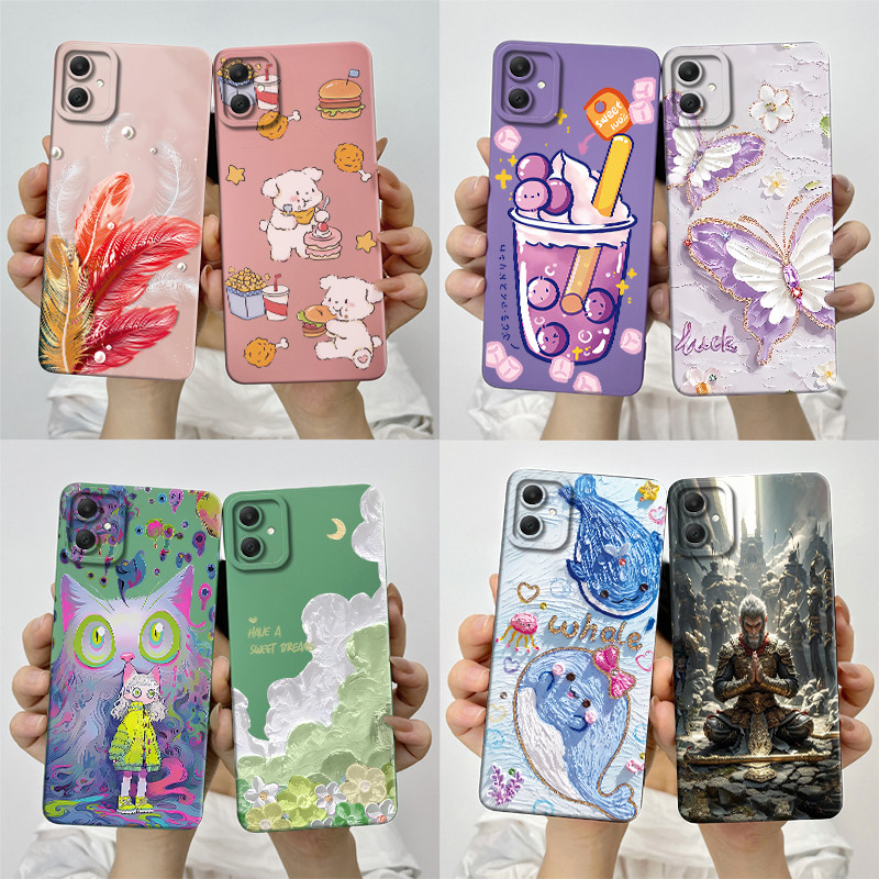 SAMSUNG สําหรับsamsung Galaxy A06 เคสโทรศัพท์สําหรับSamsung A06 SM-A065 ซิลิโคนอ่อนนุ่มTPUหวานทาสีปลอกการ์ตูนพิมพ์กันกระแทกป้องกันปกหลัง