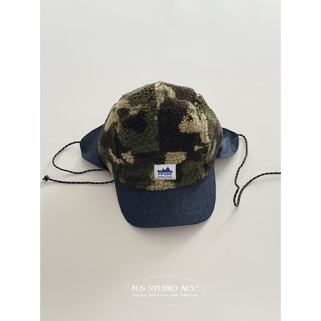 เล่ย ฮ หมวกผู้หญิง2024ฤดูใบไม้ร่วงฤดูหนาวสไตล์ใหม่กลางแจ้งถนนสวมพรางเย็บหมวกอบอุ่นป้องกันหูหมวกเที่ยวบินผู้ชาย