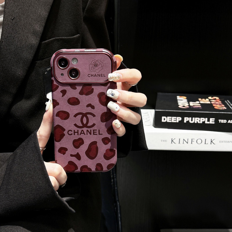 สไตล์สาวฝรั่งเศส เคสไอโฟน 16 pro max 15 pro max 14 pro max 13 pro max เคสไอโฟน 13 15 16 เคส iphone 14 16 pro 15pro 13 pro 14 pro เคสโทรศัพท์ กันกระแทก หนังฝ้า สีม่วงสีแดงเสือดาวพิมพ์