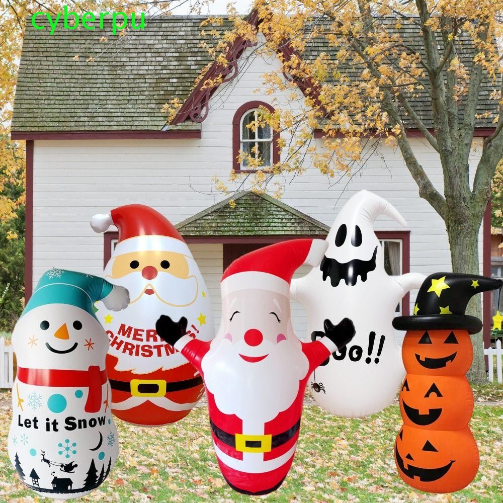 Cyberpulse แก้วน้ําเป่าลมซานตาคลอส,ฮาโลวีน Chrismas Snowman รุ่นเป่าลม,ฟักทองที่น่าสนใจสูงการ์ตูน Ghost Inflatable Model Tumbler Party Decor