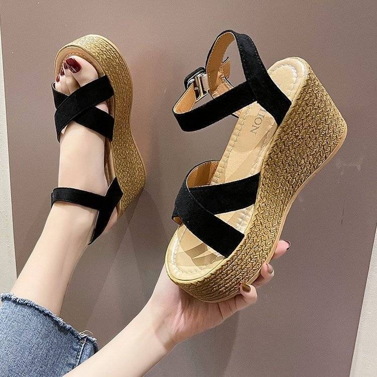 รองเท้าแตะพื้นหนา รองเท้าแตะ Over-Toe Slip-On เวอร์ชั่นเกาหลี