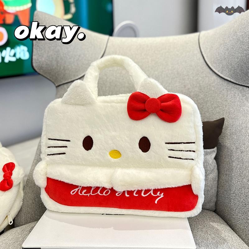 [PE] Sanrio Hello Kitty Plush แล็ปท็อปกระเป๋าถือกระเป๋าสําหรับ Macbook Pro สําหรับแล็ปท็อป Xiaomi Dell HP Lenovo 14.5 15.6 นิ้ว Protable กระเป๋า TH