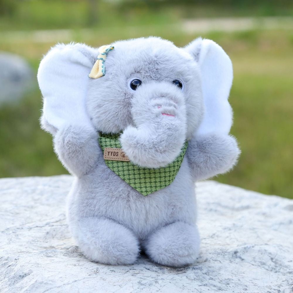 PERRY Elephant Plush Doll, PP Cotton Big Ear กอดของเล่นตุ๊กตา, Baby Appease ตุ๊กตาผ้าพันคอ Fluffy Bowknot ตุ๊กตาช้างของเล่นวันเกิดงานปาร์ตี้ - รูปที่ 7