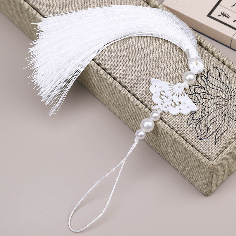 Pearl Acetate พัดลมพู่สไตล์โบราณ Charm สไตล์จีนแขวน Whisker Horse Face กระโปรง Hanfu All-Match อุปกรณ์เสริมจี้ - รูปที่ 4