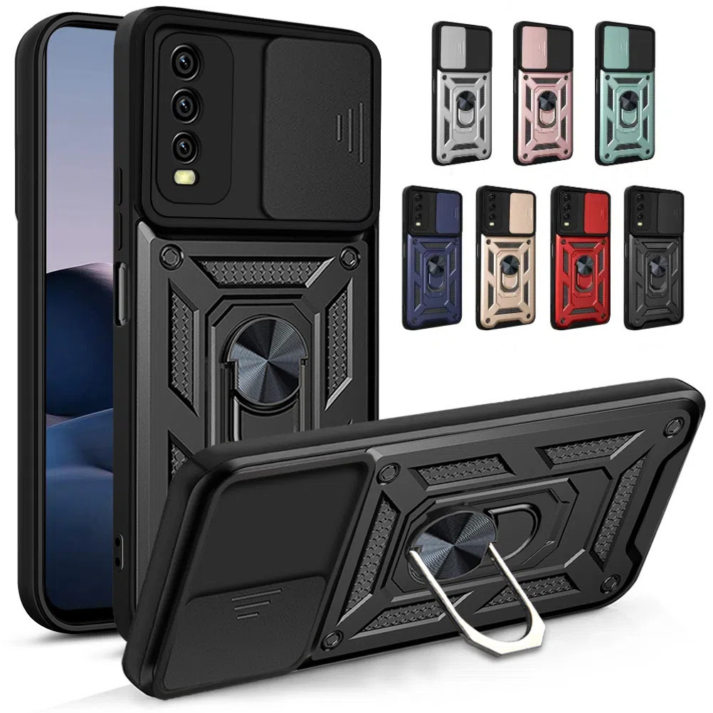 VIVO V2026 V2027 V2028 V2029 V2042 V2043 V2048 กันกระแทกเคสโทรศัพท์ป้องกันแหวนวงเล็บด้านหลัง Push เลนส์ความเป็นส่วนตัววงเล็บป้องกันฝาครอบด้านหลัง QAZWSXA