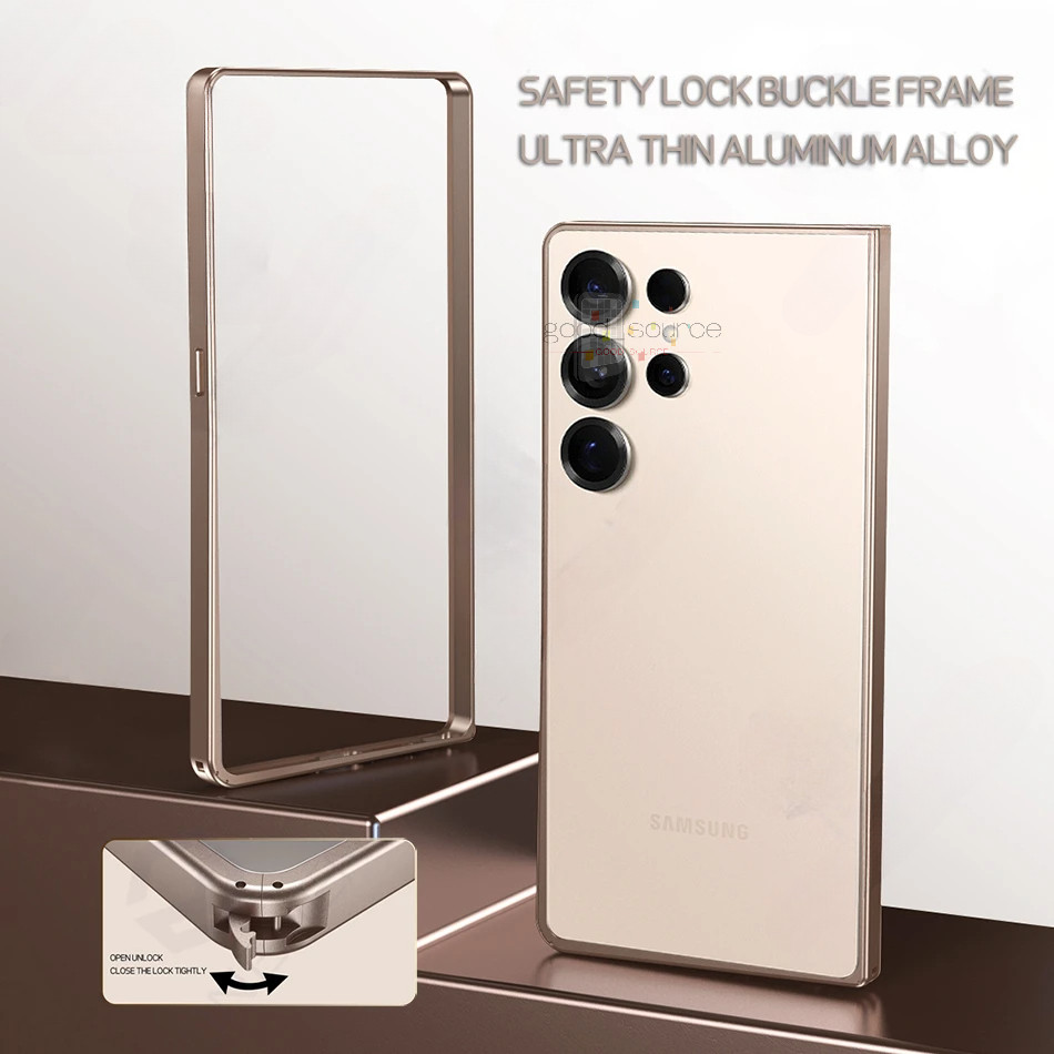 SAMSUNG หรูหรากรอบอลูมิเนียมกรอบโลหะสําหรับSamsung S25 Plus S24 S23 Ultra S25ultraกันชนบางกลับอุปกรณ์เสริม