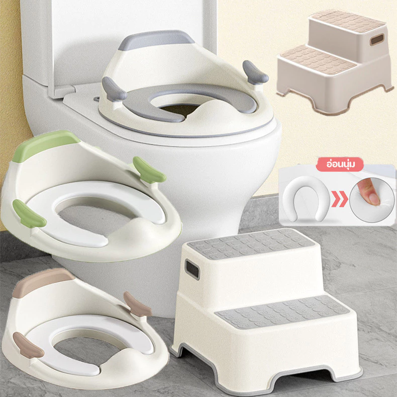 COD 🚽ที่รองชักโครกเด็ก PVC ฝารองชักโครกเด็กรุ่นมงกุฎ กระโถนเด็กฝึกขับถ่าย มีผนักพิง ตั้งฉาก 90องศา