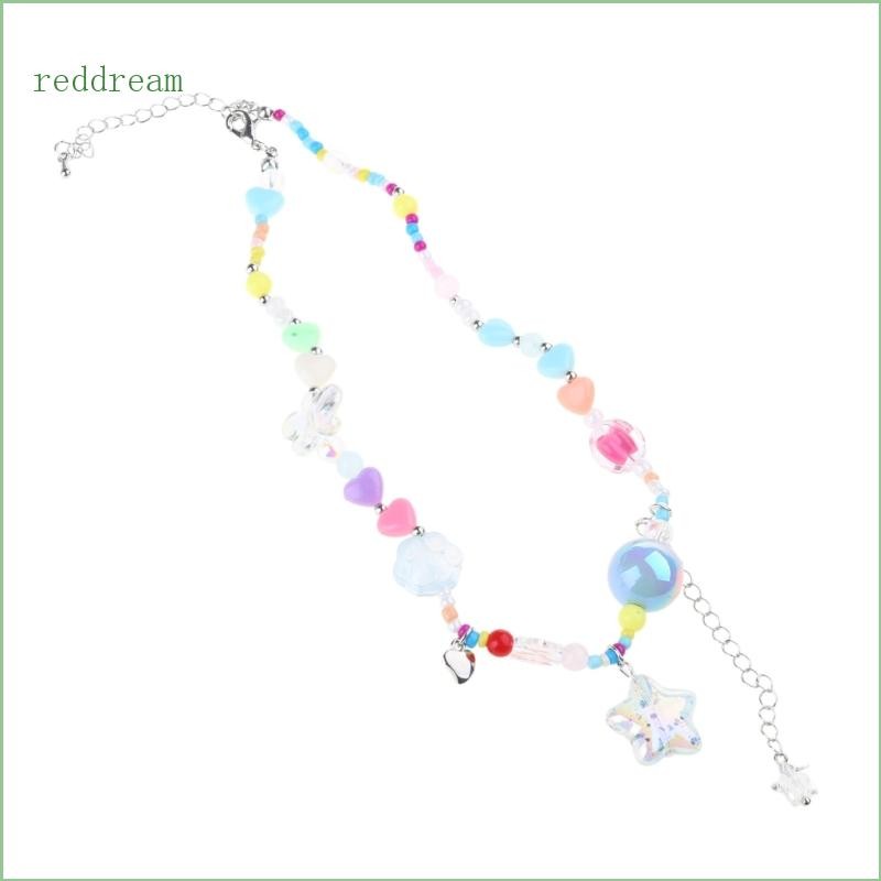 Bohemian Beaded Necklace Summer Resin Heart Star Necklace Hawaii Beach Necklace