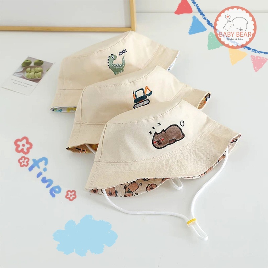 ใหม่ หมวกบัคเก็ตเด็ก หมวกกันแดด ใส่ได้ 2 ด้าน สำหรับ2-5ปี