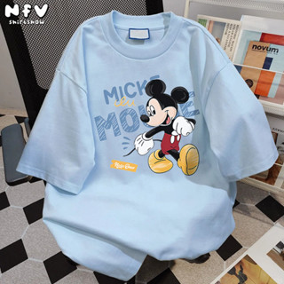 NFV ทรงหลวม✨ผ้าฝ้าย 100% ลายพิมพ์การ์ตูนมิกกี้เมาส์ แขนสั้น …