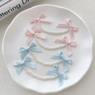 คลาสสิกสีดําและสีขาวทําด้วยมือลูกปัดโบว์กระเป๋าอุปกรณ์เสริมเสื้อผ้า เครื่องประดับผม กิ๊บหนีบผม วัสดุตกแต่งโบว์