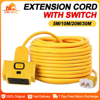 30M Extension Cord Socket Cable Extra long Plug in Strip Electric Vehicle Extension Wire With Switch
