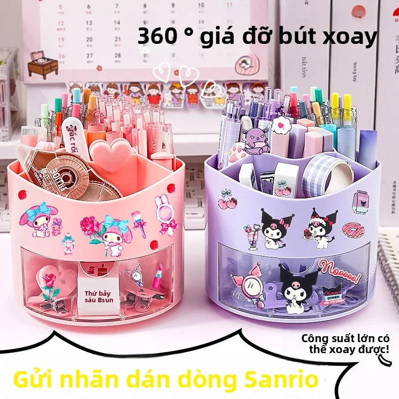 ที่ใส่ปากกาหมุนได้ 360 องศามัลติฟังก์ชั่นความจุขนาดใหญ่กล่องเก็บของตั้งโต๊ะเด็กนักเรียนโต๊ะปากกาถังเรียบร้อย-ขึ้น
