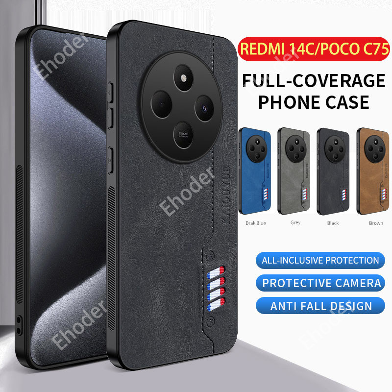 ปลอกสําหรับ XIAOMI POCO C75 Redmi 14C 4G 5G 2024 เคสโทรศัพท์หนัง PU ป้องกันผิวสําหรับ POCOC75 C 75 R