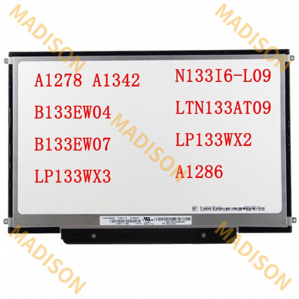 จอแสดงผล LCD LED ขนาด 13.3 นิ้ว 30 พิน 1280*800 A1278 A1342 b133ew04 b133ew07 lp133wx3 N133I6-L09 lt