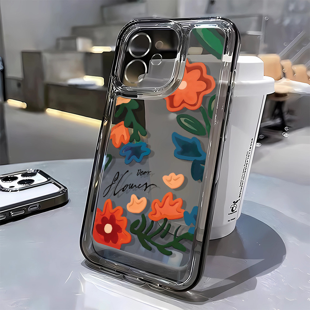 3 In1 Retro ดอกไม้สีแดงโปร่งใสสําหรับ Huawei Pura70 Pura70 Pro Pro + Pura70 Ultra P80 Nova5 Nova5 Pr